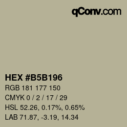 颜色代码: HEX #B5B196 | qconv.com