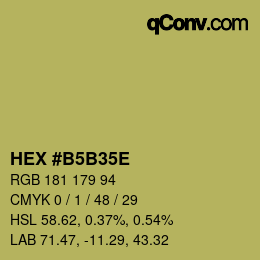 Color code: HEX #B5B35E | qconv.com