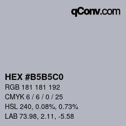 カラーコード: HEX #B5B5C0 | qconv.com