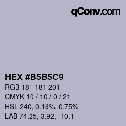 颜色代码: HEX #B5B5C9 | qconv.com