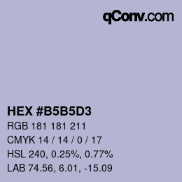 カラーコード: HEX #B5B5D3 | qconv.com