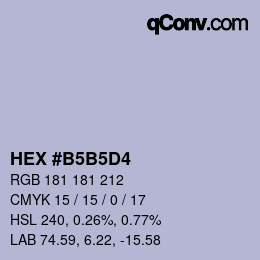 カラーコード: HEX #B5B5D4 | qconv.com