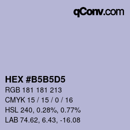 颜色代码: HEX #B5B5D5 | qconv.com