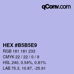 颜色代码: HEX #B5B5E9 | qconv.com