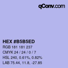 Color code: HEX #B5B5ED | qconv.com