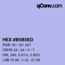 カラーコード: HEX #B5B5ED | qconv.com