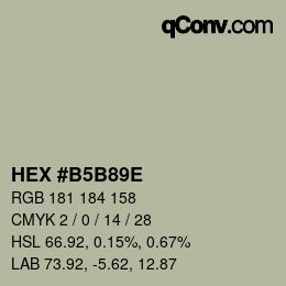 颜色代码: HEX #B5B89E | qconv.com