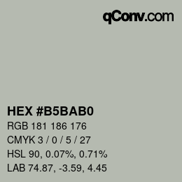 颜色代码: HEX #B5BAB0 | qconv.com