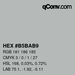 カラーコード: HEX #B5BAB9 | qconv.com