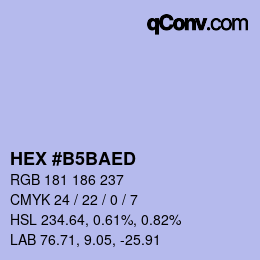颜色代码: HEX #B5BAED | qconv.com