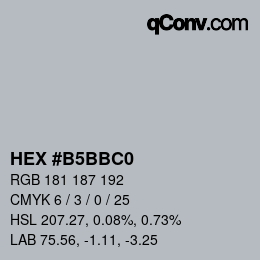 颜色代码: HEX #B5BBC0 | qconv.com