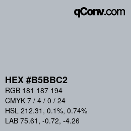颜色代码: HEX #B5BBC2 | qconv.com