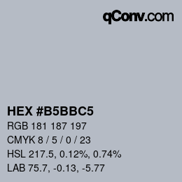 颜色代码: HEX #B5BBC5 | qconv.com