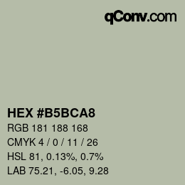 Color code: HEX #B5BCA8 | qconv.com