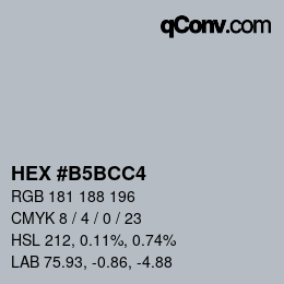 Color code: HEX #B5BCC4 | qconv.com