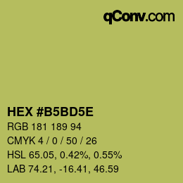 カラーコード: HEX #B5BD5E | qconv.com
