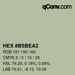 颜色代码: HEX #B5BEA2 | qconv.com