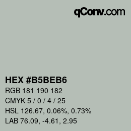 Color code: HEX #B5BEB6 | qconv.com