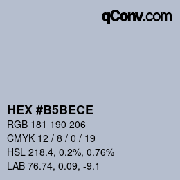 カラーコード: HEX #B5BECE | qconv.com