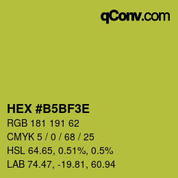 Color code: HEX #B5BF3E | qconv.com