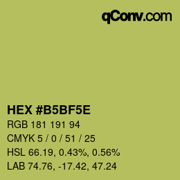 Farbcode: HEX #B5BF5E | qconv.com