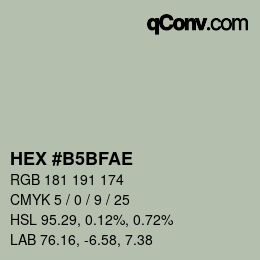 カラーコード: HEX #B5BFAE | qconv.com