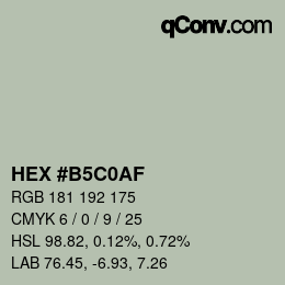 Color code: HEX #B5C0AF | qconv.com
