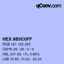 Color code: HEX #B5C0FF | qconv.com