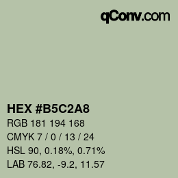 颜色代码: HEX #B5C2A8 | qconv.com