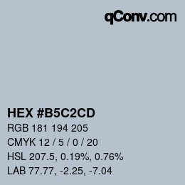 カラーコード: HEX #B5C2CD | qconv.com