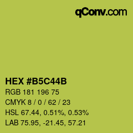 Color code: HEX #B5C44B | qconv.com