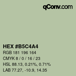 Farbcode: HEX #B5C4A4 | qconv.com