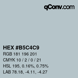 Color code: HEX #B5C4C9 | qconv.com