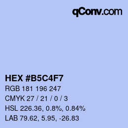 Code couleur: HEX #B5C4F7 | qconv.com