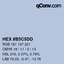 カラーコード: HEX #B5C5DD | qconv.com