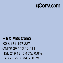 颜色代码: HEX #B5C5E3 | qconv.com