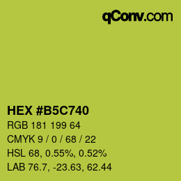 カラーコード: HEX #B5C740 | qconv.com