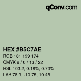颜色代码: HEX #B5C7AE | qconv.com