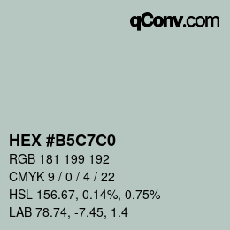 カラーコード: HEX #B5C7C0 | qconv.com