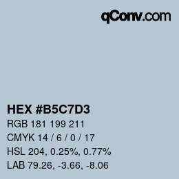 カラーコード: HEX #B5C7D3 | qconv.com