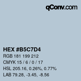 カラーコード: HEX #B5C7D4 | qconv.com