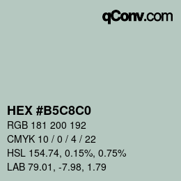 カラーコード: HEX #B5C8C0 | qconv.com
