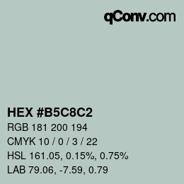 Color code: HEX #B5C8C2 | qconv.com