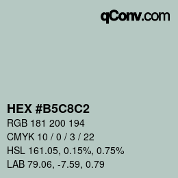 Color code: HEX #B5C8C2 | qconv.com