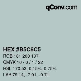 Color code: HEX #B5C8C5 | qconv.com