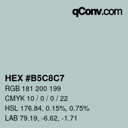 Color code: HEX #B5C8C7 | qconv.com