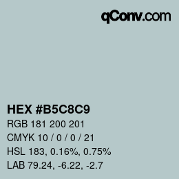 カラーコード: HEX #B5C8C9 | qconv.com