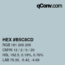 カラーコード: HEX #B5C8CD | qconv.com