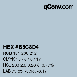 カラーコード: HEX #B5C8D4 | qconv.com