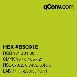 Color code: HEX #B5C91E | qconv.com